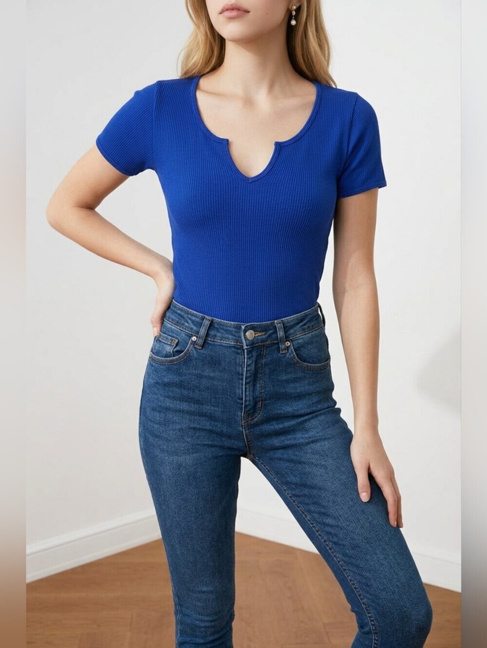NWT Popular 21 Royal Blue 🔵 Seamless Ribbed Tee